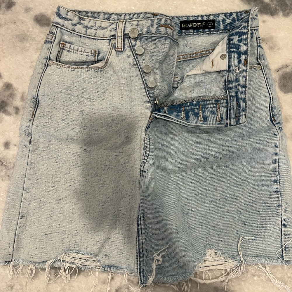 [BLANKNYC] Womens Overflap Fly Denim Skirt, Blue